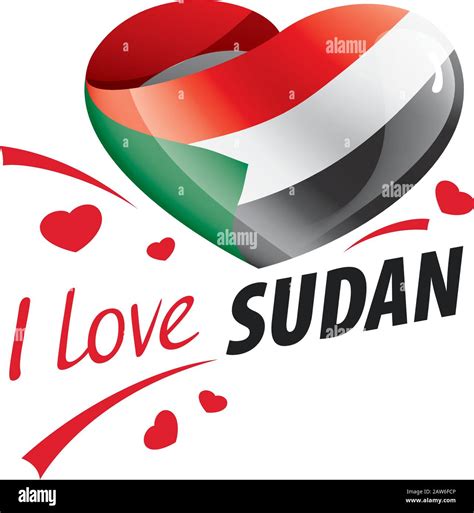 National Flag Of The Sudan In The Shape Of A Heart And The Inscription