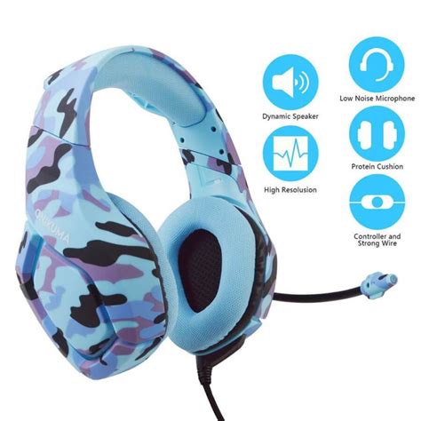 Aud Fonos Gamer Onikuma K B Pc Ps Xbox Camuflaje Azul