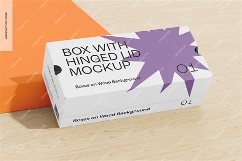 Premium Psd Box With Hinged Lid On Wood Background Mockup Leaned