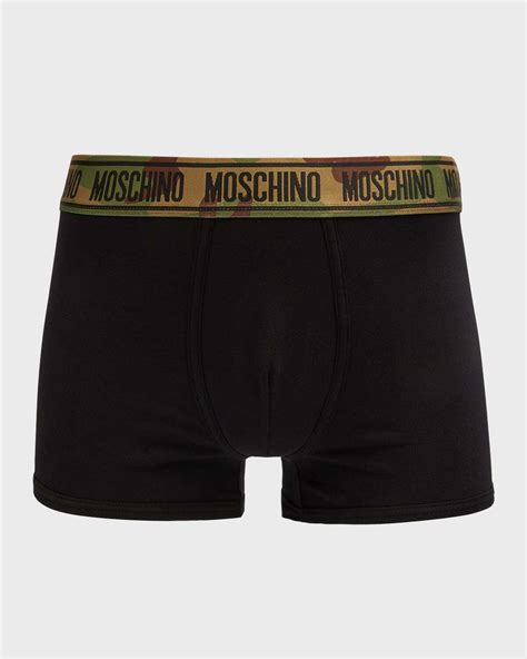 Moschino Mens Solid Boxer Briefs W Camo Band Editorialist