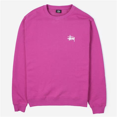 Stussy Basic Crew Sweatshirt In Pink For Men Lyst