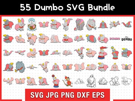 55 Dumbo Svg Bundle Dumbo Svg Template Digital Svg Sublimation