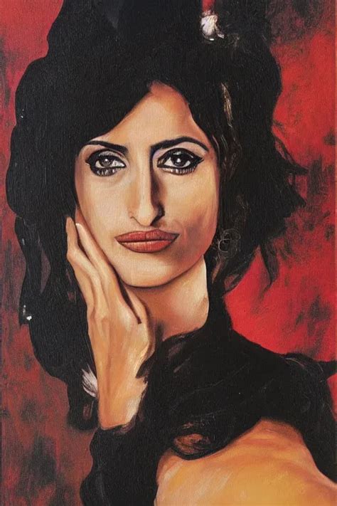 Oil Painting Portrait Of Penelope Cruz Artwork By Stable Diffusion