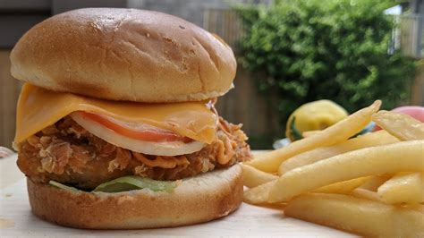 Crispy Chicken Zinger Burger With Homemade Chipotle Sauce Fusion