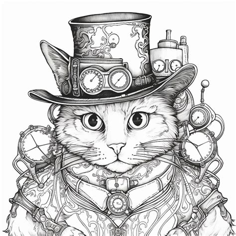 Premium AI Image | a drawing of a cat wearing a top hat and a suit ...