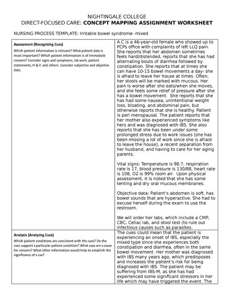 Concept Map For Class Nightingale College Direct Focused Care