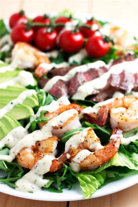 Surf and Turf Salad with Garlic Peppercorn Dressing - Kit's Coastal