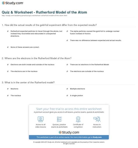 Models Of The Atom Worksheet — db-excel.com