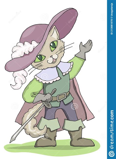 Gatinho Em Botas Personagem De Conto De Fadas Vetor De Desenho Animado