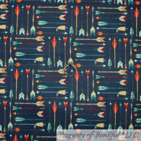 BonEful FABRIC FQ Cotton Quilt Flannel Navy Blue White Red American