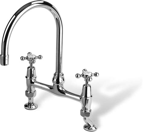 Barber Wilsons Two Hole Deck Mounted Faucet With Gooseneck Spout And Off Set Legs Ga1010 4mlwb