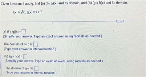 Solved Given Functions F And G Find A F∘g X And Its