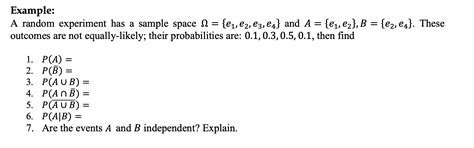 Solved Example: A random experiment has a sample space | Chegg.com