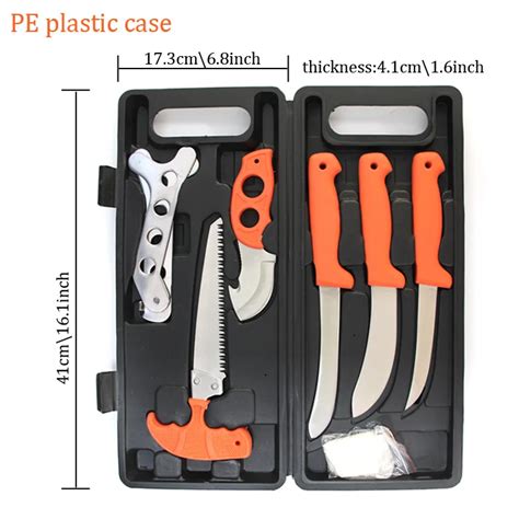 Outdoors Survival Kit 7pcs Hunting Knife Tool Set Bone Bushcraft Saw Skinning Knife Hunting In ...