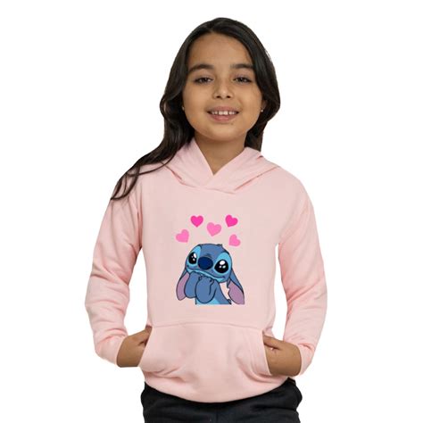 Blusa De Frio Infantil Lilo Stitch Cora O Moletom Menina Moletom