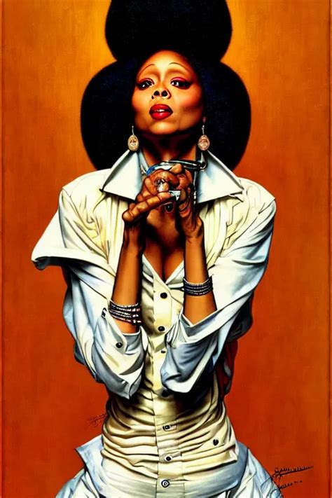 Erykah Badu Portrait By Gil Elvgren And Norman Stable Diffusion Openart