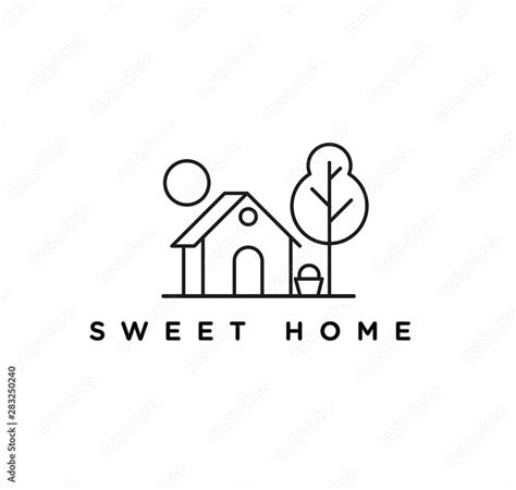 sweet home logo icon, line art Stock Vector | Adobe Stock