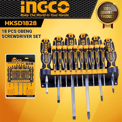 Jual INGCO HKSD1828 Obeng Gagang Karet SET 18pcs Screwdriver Bit Obeng