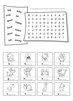 English adjectives worksheets | Grammar printables for kids