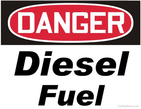 Printable Danger Diesel Fuel Sign