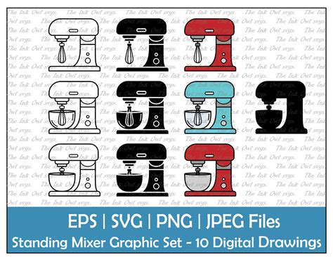 Standing Mixer Vector Clipart Outline And Stamp Graphic Kitchen