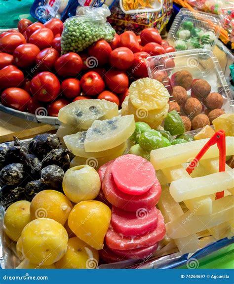 Market Stall with Candys in Coyoacan, Mexico City Stock Image - Image