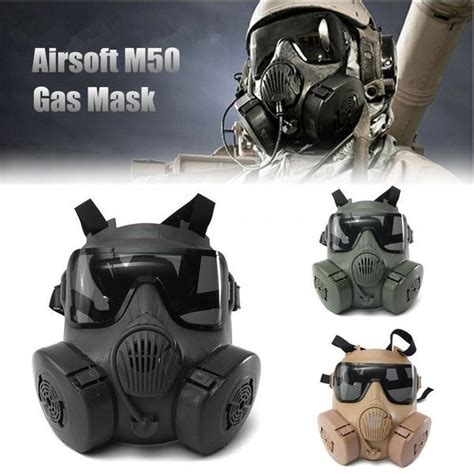 Airsoft Protection M Gas Mask Double Filter Fan Cs Edition