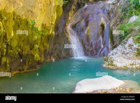 Nidri waterfalls in Lefkada ionian island in Greece Stock Photo - Alamy