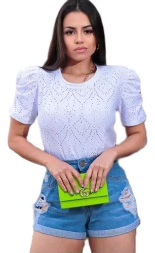 Blusa Feminina Tecido Lese Manga Princesa Parcelamento Sem Juros