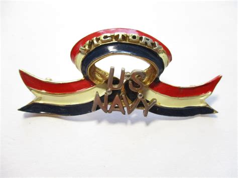 Wwii Victory Pin Victory Pin Us Navy Signed Coro Red White Blue Enamel