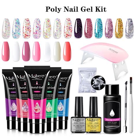 Manicure Set For Uv Poly Nail Gel Kit With Lamp Acrylic Gel Builder