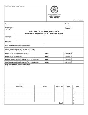 Fillable Online Hib Uscourts FINAL APPLICATION FOR COMPENSATION BY