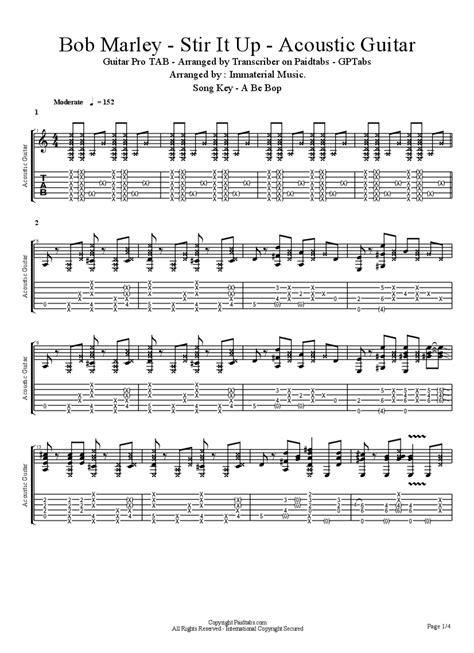 Bob Marley Stir It Up Acoustic Guitar Chords Tabs