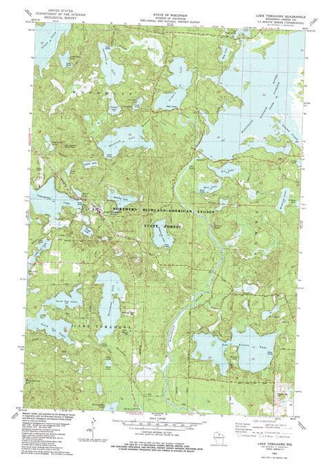 Lake Tomahawk Topographic Map 124000 Scale Wisconsin