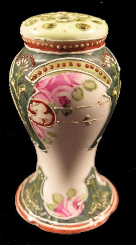 Vintage Nippon Hand Painted Roses And Beaded Hat Pin Hatpin Holder