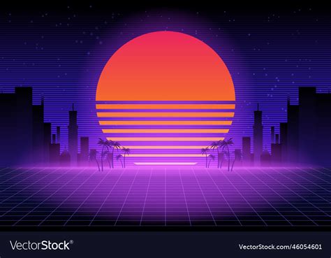 Retro future 80s style sci-fi wallpaper Royalty Free Vector