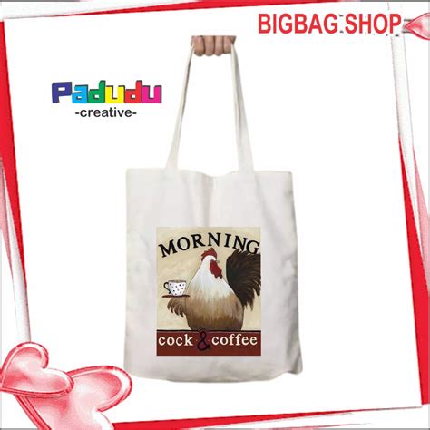 Jual Totebag Vintage Morning Cock And Coffee Aesthetic Tas Wanita