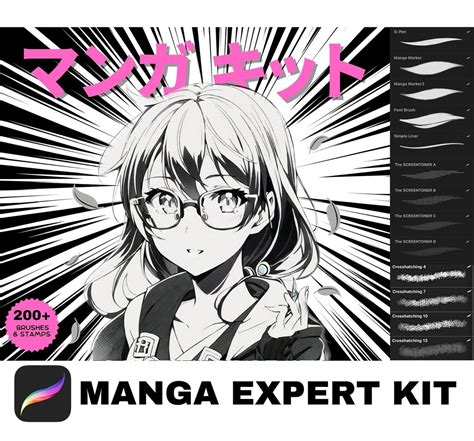 200 Manga Brush Kit Manga Brush Procreate Comic Ink Procreate Manga