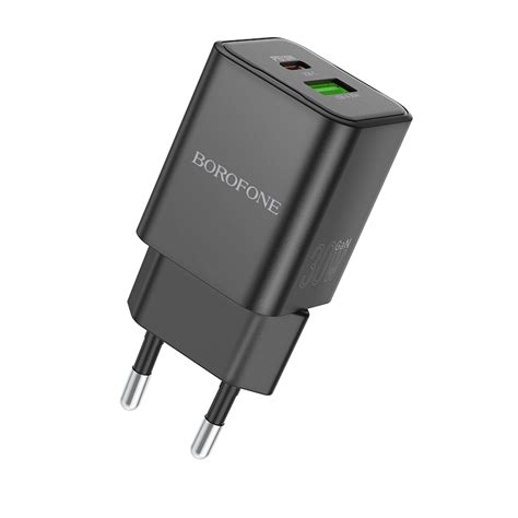 Borofone BN14 Royal hálózati töltő USB USB C QC3 0 PD 30W fekete