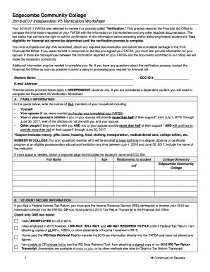 Fillable Online Independent V5 Verification Worksheet Edgecombe