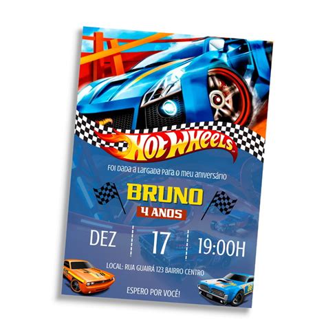 Convite Digital Virtual Aniversário Hot Wheels Elo7