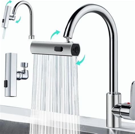 3 Modes Kitchen Waterfall Faucet Spray Head Water Saving 360 Swivel