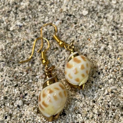 Natural Seashell Gold Trim Earrings Seashell Story Kaikoura