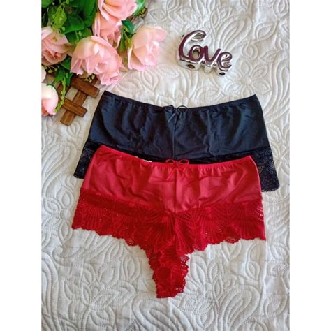 Calesson De Renda Feminina Calcinha Boxer Renda Love Lingerie Sexy