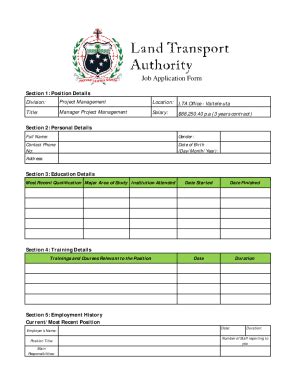 Fillable Online Lta Gov Manager Ppd Form Xls Fax Email Print Pdffiller