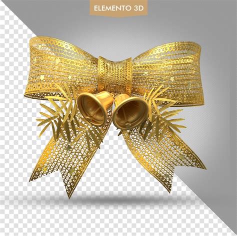 Premium PSD Christmas Bow With Golden Bells