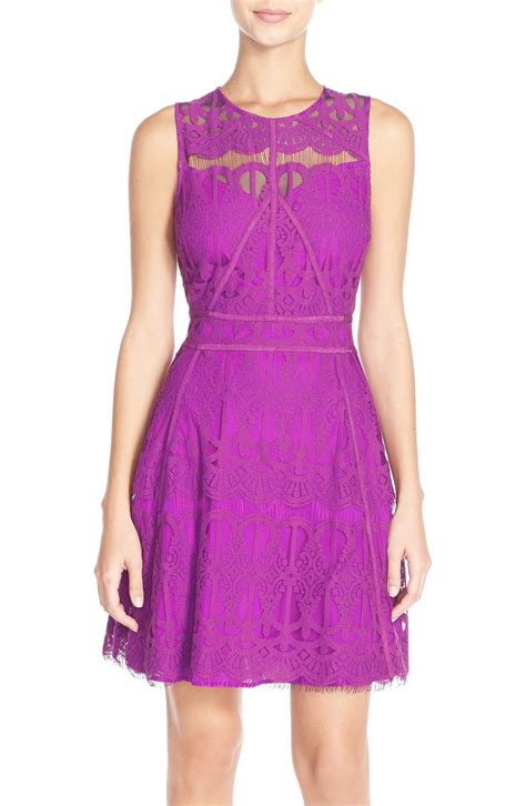 Adelyn Rae Illusion Yoke Lace Fit Flare Dress Nordstrom Flare