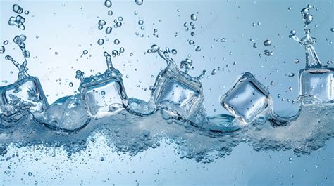 Collection Of Ice Cubes Dropped Into Drinking Water Refreshing