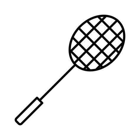 badminton racquet icon linear logo mark  black  white
