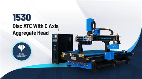 Elecnc Carousel Atc Cnc Router Axis With Rotary Lathe Blue